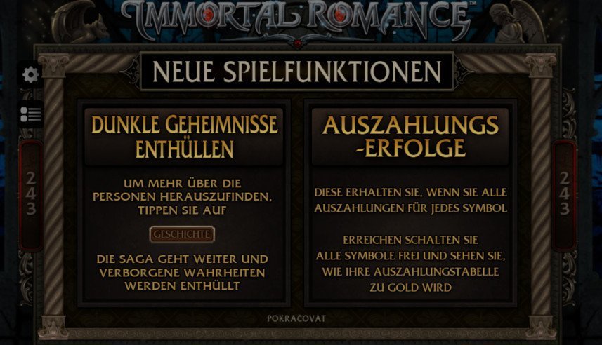 Immortal Romance von Microgaming Spielfunktionen