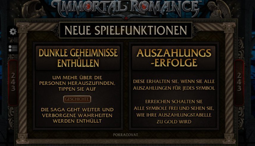 Immortal Romance von Microgaming Spielfunktionen