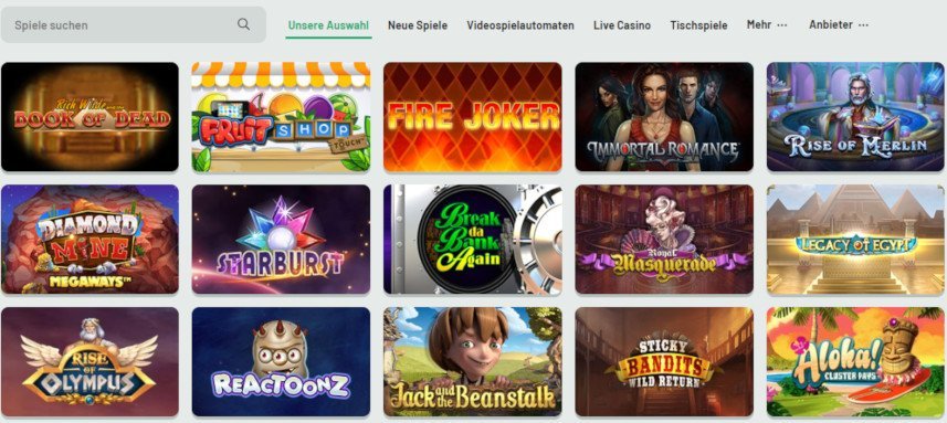 Fruity Casa Casino Spielauswahl