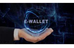 e-Wallet Symbol wird in offener Hand gehoben