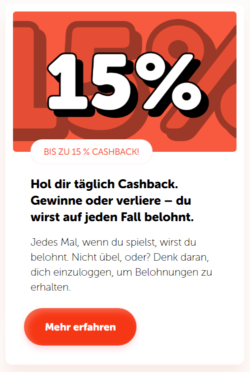 15% Cashback Bonus